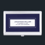 Navy Blue Business Card Case<br><div class="desc">Present your professional image with our Navy Blue Business Card Case designed exclusively for attorneys and law firms. This sleek and sophisticated case features a white window framed in navy, showcasing your name, "Attorney at Law, " and your law firm. The solid navy blue background adds a touch of elegance...</div>