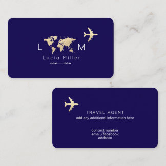 Navy Blue Business Card for Travel Agents