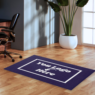 Navy Blue Business Corporate Company Logo Area Rug