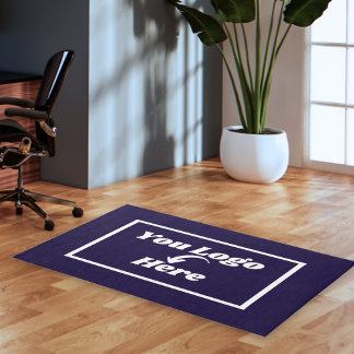 Navy Blue Business Corporate Company Logo Area Rug