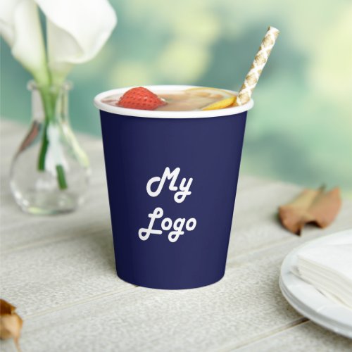 Navy blue  business corporate logo paper cups