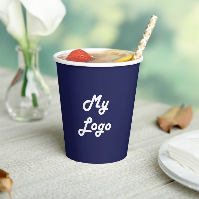Navy blue  business corporate logo paper cups (Insitu)