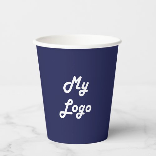 Navy blue  business corporate logo qr code paper cups