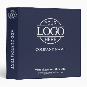 Navy Blue Business Corporate Records Custom Logo 3 Ring Binder