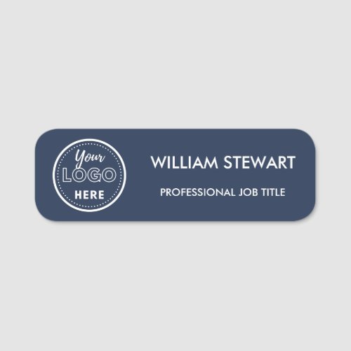 Navy Blue business logo Company Employee Staff Name Tag