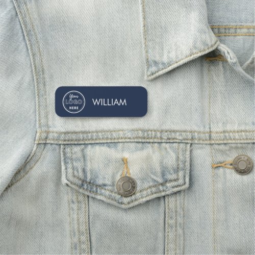 Navy Blue business logo Company Employee Staff Name Tag
