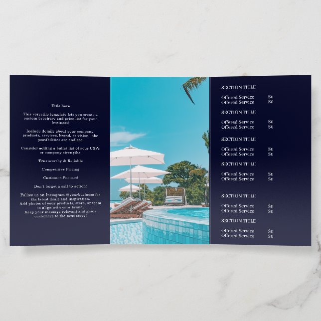 Navy Blue Business Logo | Custom Folded Design Brochure (Inside)