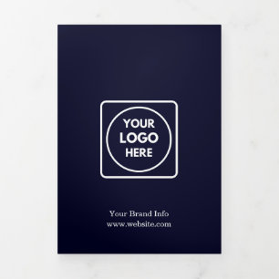 Navy Blue Business Logo   Custom Folded Design Tri-Fold Card