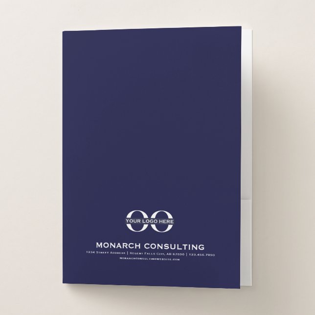 Navy Blue Business Logo Pocket Folder (Front)