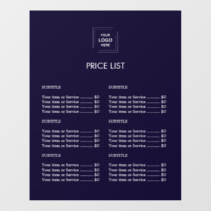 Navy Blue Business Logo Price List Wall Decal