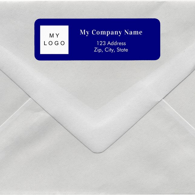 Navy blue business logo return address label (Creator Uploaded)
