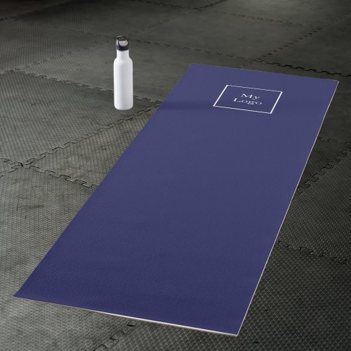Navy blue business logo studio  yoga mat