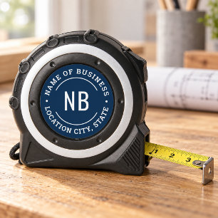 Navy Blue Business Monogram Stamp Tool Tape Measure