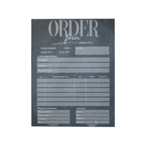 Navy Blue Business Order Form Notepad