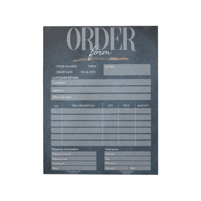 Navy Blue Business Order Form Notepad (Rotated)