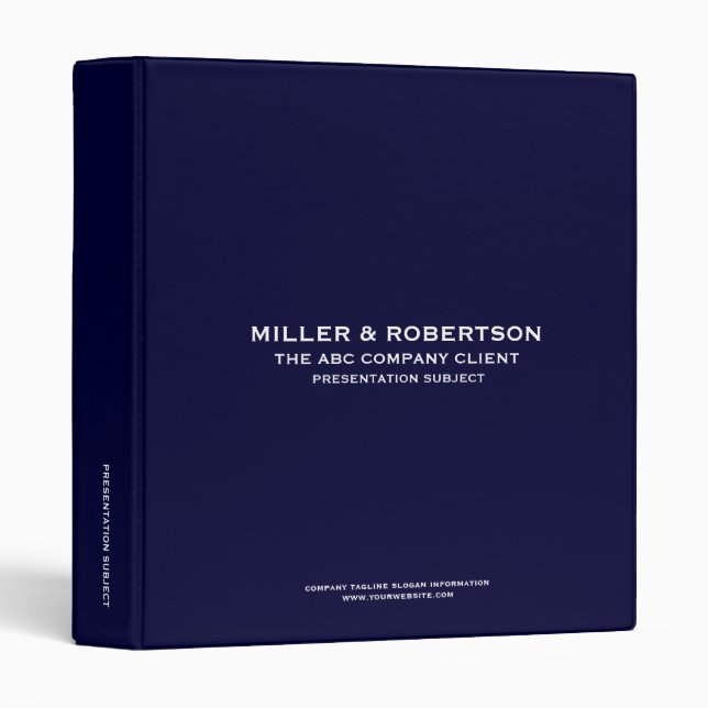 Navy Blue Business Presentation Binder (Front/Spine)