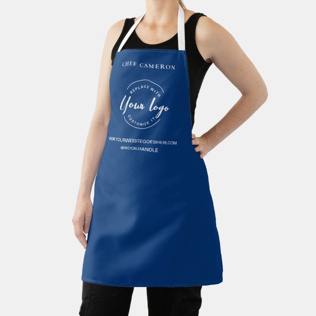 Navy blue Business Promotion Personalized Logo  Apron (Insitu)