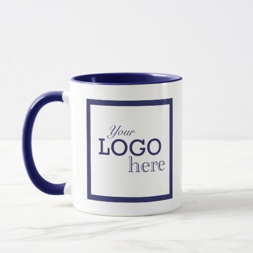 Navy Blue Business Square Logo Professional Coffee Mug