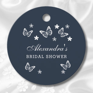 Navy Blue Butterfly Bridal Shower Thank You Favor Tags