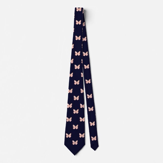 Navy Blue Butterfly Work Professional Men & Women  Neck Tie (Front)