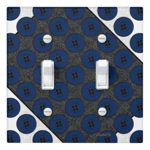 Navy Blue Button Light Switch Cover