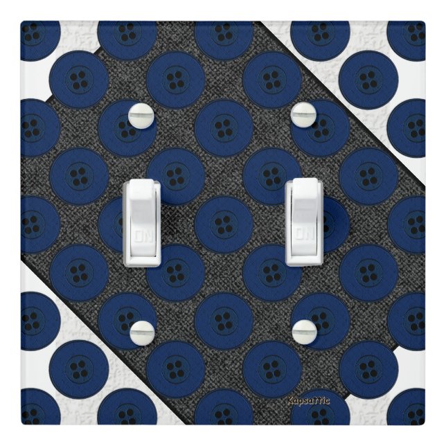 Navy Blue Button Light Switch Cover (In Situ)