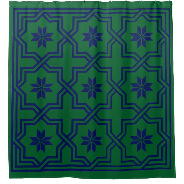 Navy Blue Byzantine Shower Curtain (Front)