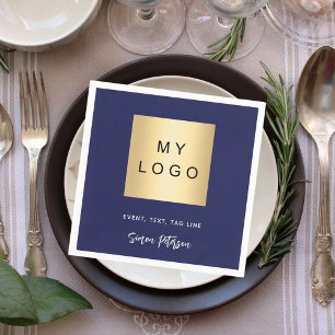 Navy blue cafe bar business logo signature napkins