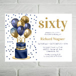 Navy Blue Cake 60th Birthday Invitation<br><div class="desc">This fabulous men's 60th birthday party invitation featuring a 2-layer navy blue and gold cake with navy blue and gold balloons, the number 60 in gold and shiny blue confetti would be perfect for celebrating your husband, brother, dad, friend, co-worker. It is traditional and classic while being fresh, modern and...</div>