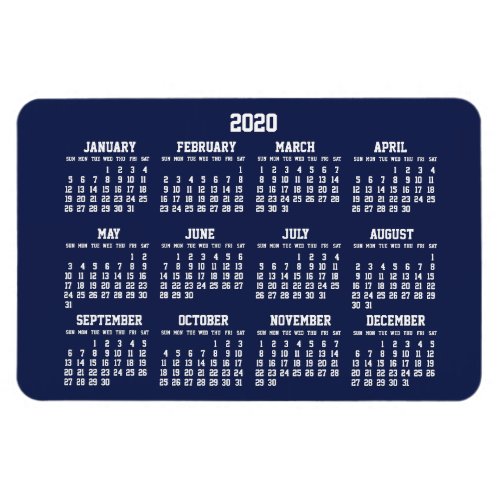 Navy Blue Calendar 2020 Large Flexible Magnets