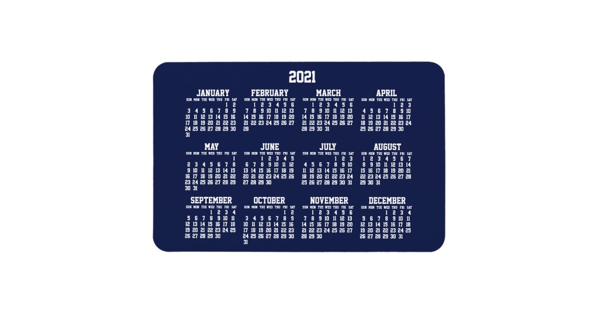 Navy Blue Calendar 2021 Large Flexible Zazzle