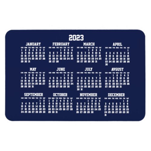 Navy Blue Calendar 2023 Large Flexible Magnets