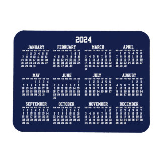 Navy Blue Calendar 2024 Small Flexible Magnets
