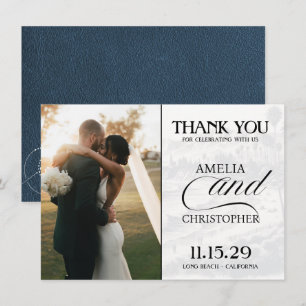 Navy Blue California Passport Thank You Card