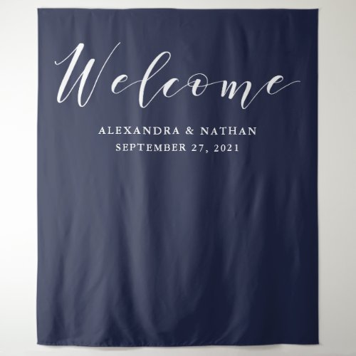 Navy Blue Calligraphy Backdrop  Photo Booth Prop