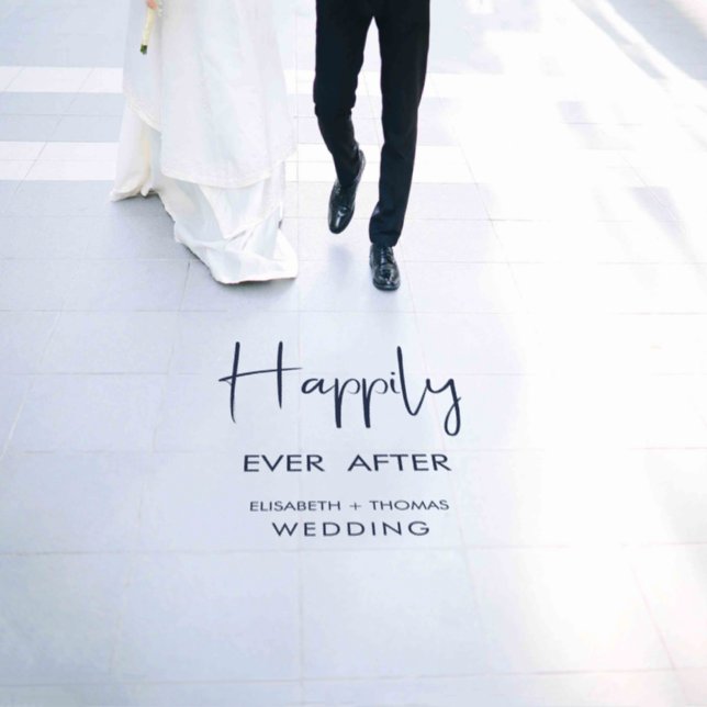 Navy blue calligraphy modern wedding  floor decals (Wedding)