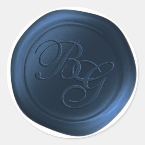 Navy Blue Calligraphy Monogram Wax Seal Stickers