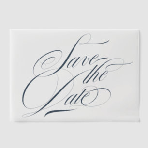 Navy Blue Calligraphy Photo Overlay Save The Date Vellum Invitations