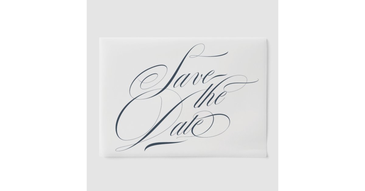 Navy Blue Calligraphy Photo Overlay Save The Date Vellum Invitations ...