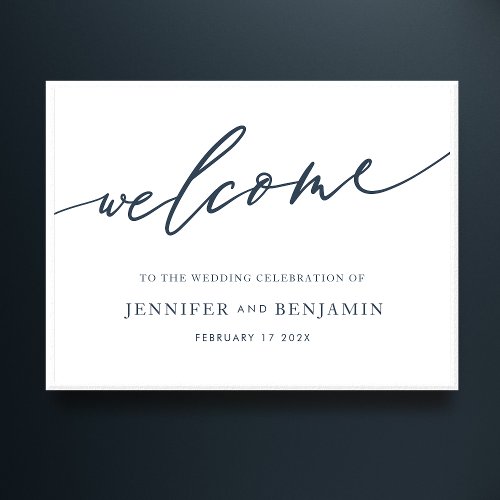 Navy Blue Calligraphy Simple welcome Wedding Poster