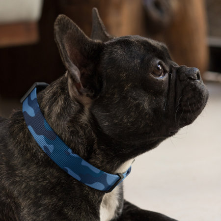 Navy Blue Camo Pattern Dog Pet Collar