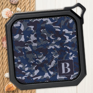 Navy Blue Camo Personalized Monogram Camouflage Bluetooth Speaker