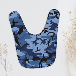Navy Blue Camouflage, Military, Army Baby Bib
