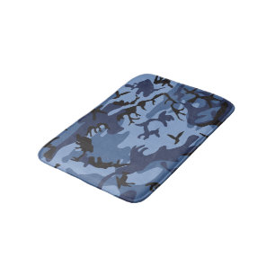 Navy Blue Camouflage, Military, Army Bath Mat