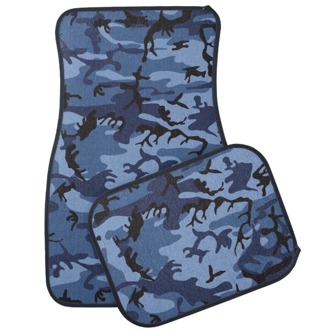 Navy Blue Camouflage, Military, Army Car Floor Mat (Set)