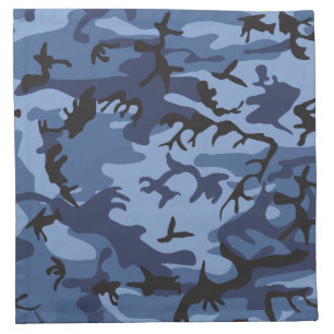 Navy Blue Camouflage, Military, Army Cloth Napkin