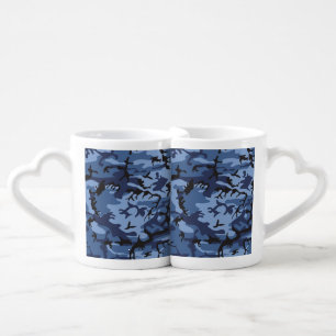 Navy Blue Camouflage, Military, Army Coffee Mug Set