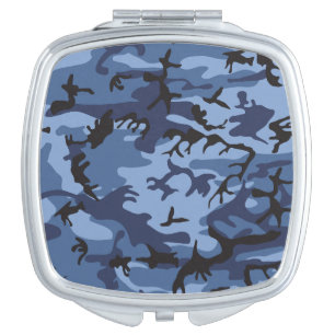 Navy Blue Camouflage, Military, Army Compact Mirror