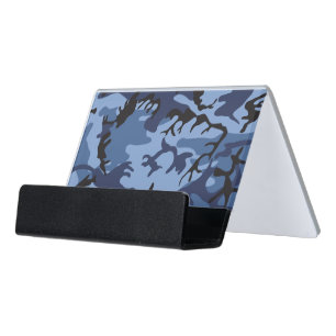 Navy Blue Camouflage, Military, Army Desk Business Card Holder