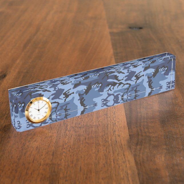 Navy Blue Camouflage, Military, Army Desk Name Plate (Side)